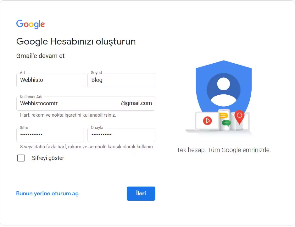 gmail hesabı nasıl açılır