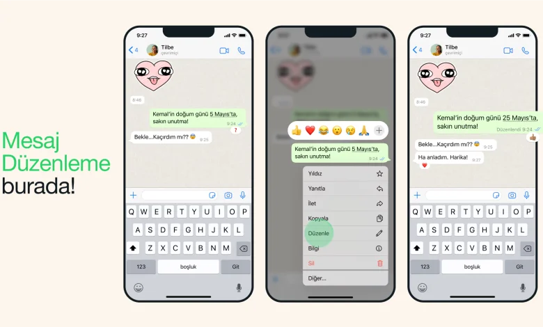 whatsapp mesaj düzenleme nasıl yapılır